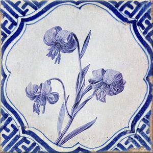 Delft Blue flower tile