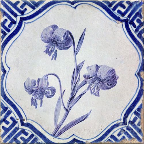Delft Blue flower tile by Fine Art Flower - Artist Sander van Laar