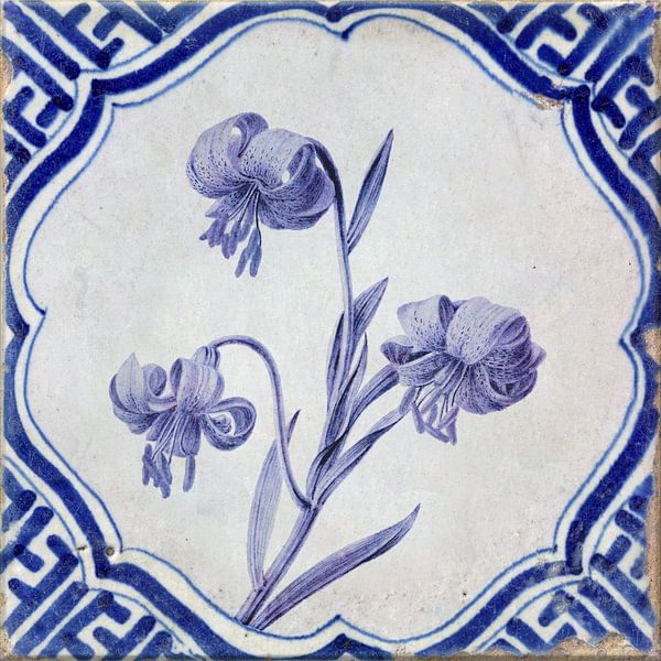 Carreau de fleurs bleu de Delft par Sander van Laar