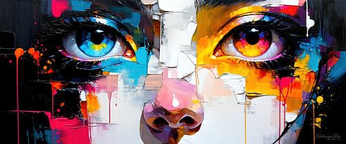 Visage abstrait : un visage d'enfant entre abstraction, coloration sans pâte et présence fugace