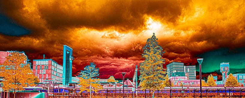 Skyline Almelo colorful by Freddy Hoevers