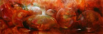 Reflection - red glass marbles, bowls and spheres by Annette Schmucker