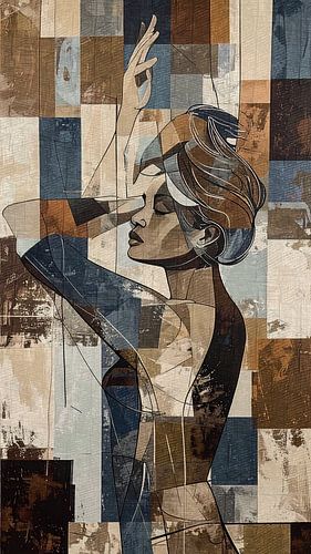 Expressief figuratief en semi abstract profiel gezicht