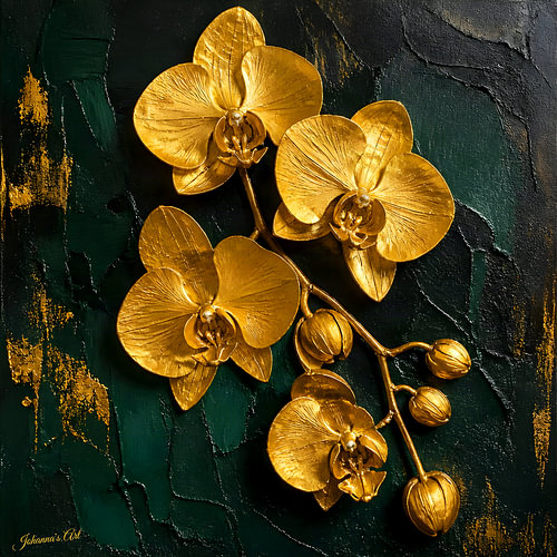 Grüne goldene Horizonte – Orchideenblüten  2 von Johannas Art Creations