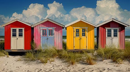 Vrolijk gekleurde strandhuisjes