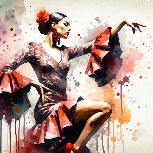 Scharlaken flamenco zijhouding