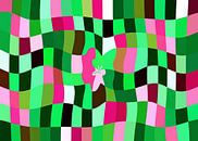 Cuby Club Greens (Modern Vlakkenpatroon in Groen en Roze) van Caroline Lichthart thumbnail
