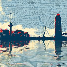 Die Stadt Rotterdam auf dem Wasser der Maas mit De Kuip von Arjen Roos