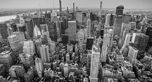 Zwart-wit afbeelding van de skyline van New York City