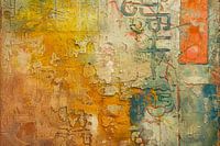 Peinture abstraite, tons de terre avec du jaune, de l'orange et du brun