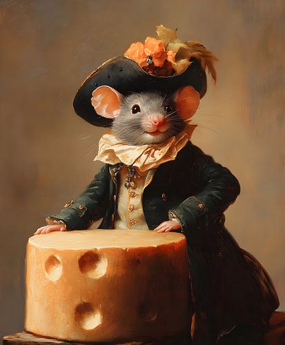 Portrait de souris avec fromage