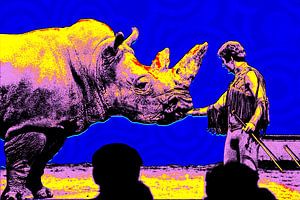 Zirkus: Dompteur mit Nashorn