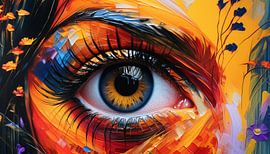 Vrouw met kleuren in kunst