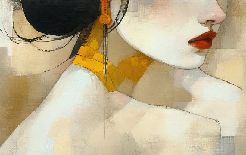 Abstract Portrait Woman Yellow by Wonderful Art