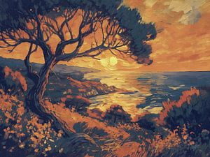 Olive tree at sunset