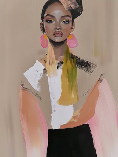 Kleurrijk portret in roze en taupe