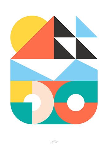 Abstract figuratief geometrisch landschap