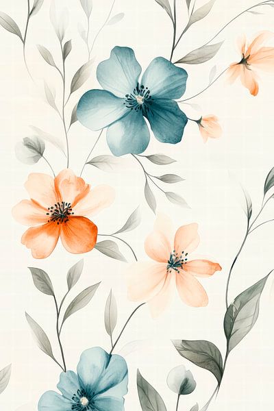 Blumendesign in zarten Farben von Poster Art Shop