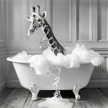 Sublime girafe dans la baignoire - Un tableau de salle de bains unique pour vos toilettes