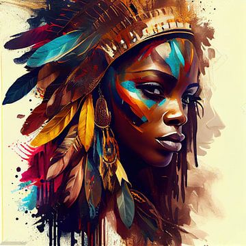Krachtige Afrikaanse Krijgsvrouw #5 van Chromatic Fusion Studio