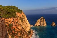 Sea view with a rock formation on the island of Zakynthos in Greece
