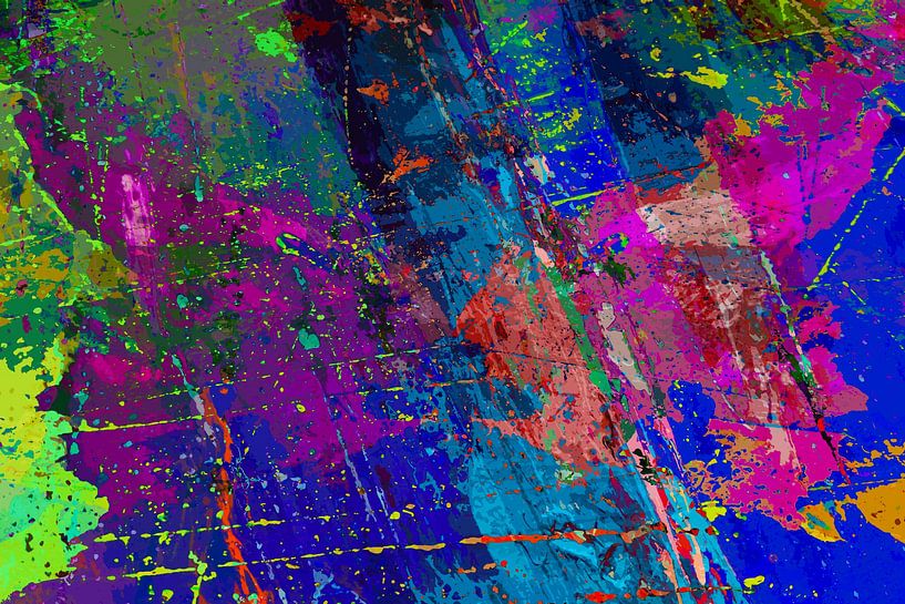 Modern, Abstract Digital Artwork in Blue Pink Green by Art By Dominic