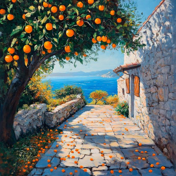 Orange tree by the sea by Poster Art Shop