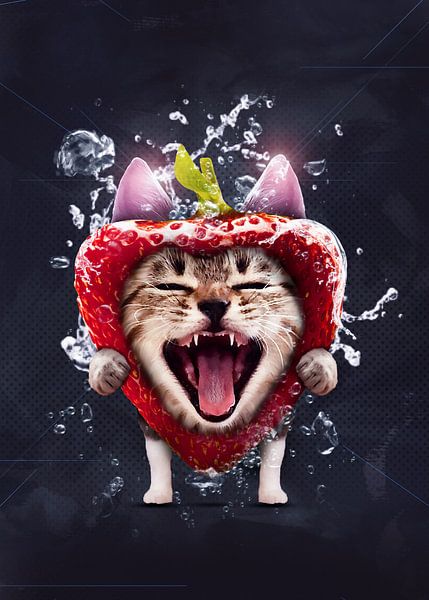 Funy Meme Cat With Strawberry von Colorize Studio