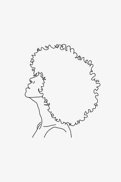 Afro Woman Line Art van Walljar