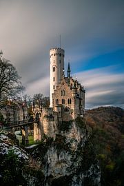 Schloss oder Burg lichtenstein in einer Langzeitbelichtung