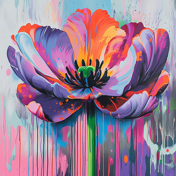 Fleur boho colorée et abstraite