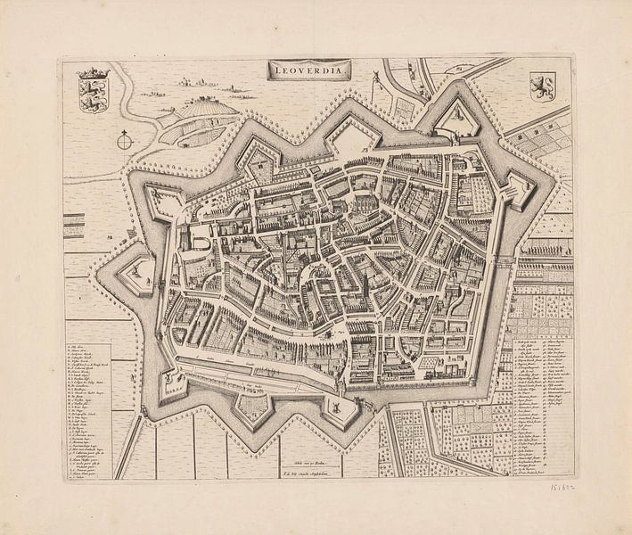 Map of Leeuwarden from ca 1700 by Historisch Leeuwarden