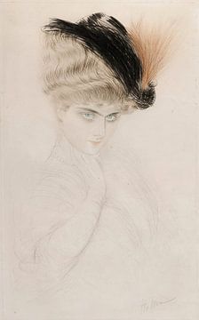Paul César Helleu - Portret van een vrouw met een gevederde hoed van Peter Balan