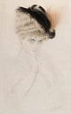 Paul César Helleu - Portret van een vrouw met een gevederde hoed van Peter Balan thumbnail