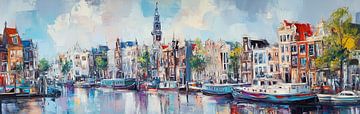 Amsterdam in Kleur: Een Kunstwerk van Grachten en Reflecties van Thea