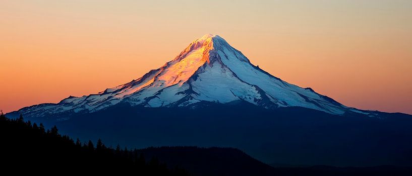 Snow-covered summit at sunset by Poster Art Shop