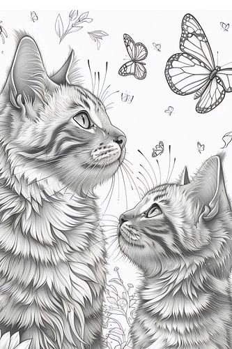 schattige schetsende katten