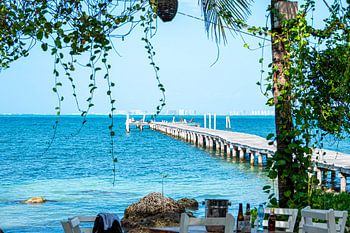 wooden pier on a tropical island