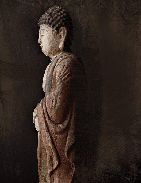 Statue de Bouddha dans les tons bruns par Anneke Herbers Muurdecoratie