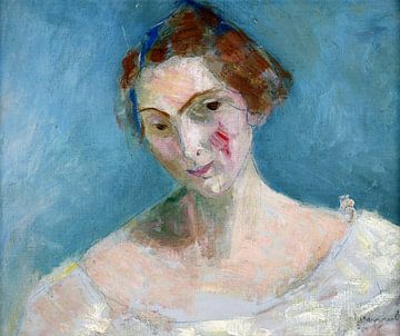 Zelfportret van schilderes, Jacqueline Marval, 1900 van Atelier Liesjes