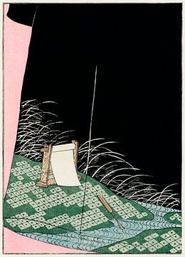 Nachtlandschap op een Japans gewaad. Traditionele Japanse ukiyo-e van Dina Dankers