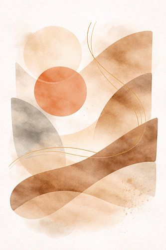 Décoration minimaliste avec paysage abstrait moderne aux tons neutres