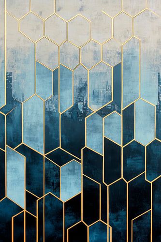 Geometrische Eleganz in Blau und Gold