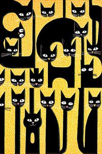Katzenparade im grafischen Stil
