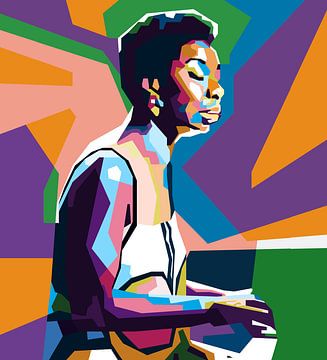 Abstracte Popart Nina Simone in WPAP van SITI MAHMUDAH
