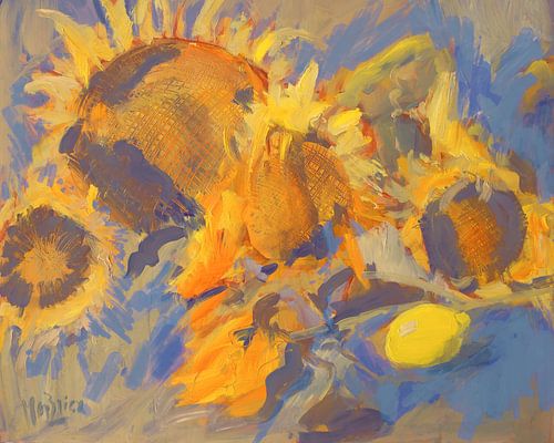 Zonnebloemen met citroen