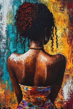 Afrikaanse vrouw in acryl - Abstract