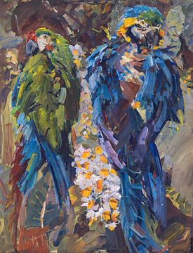 Zwei Papageien, Carl Fahringer