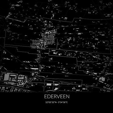 Schwarz-weiße Karte von Ederveen, Gelderland. von Rezona
