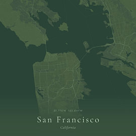 Vintage landkaart van San Francisco, United States van Stad & Wand
